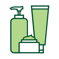 Bottles of lotion, shampoo and sunscreen.