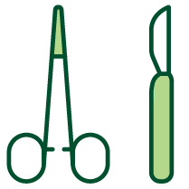 Scissors and scalpel