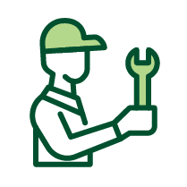 Maintenance worker with helmet and wrench
